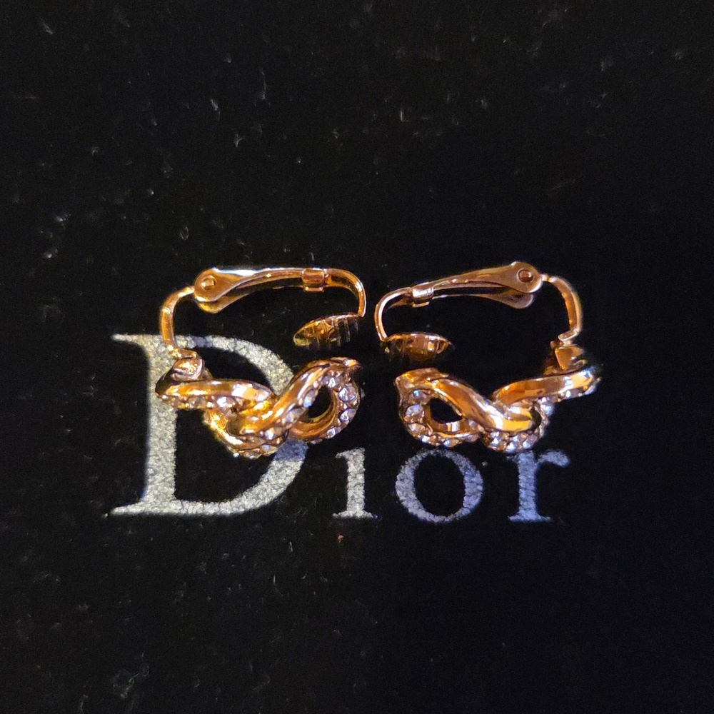 Dior‎ Infinity Gemstones Gold Clip-on Earrings - Picture 4 of 4